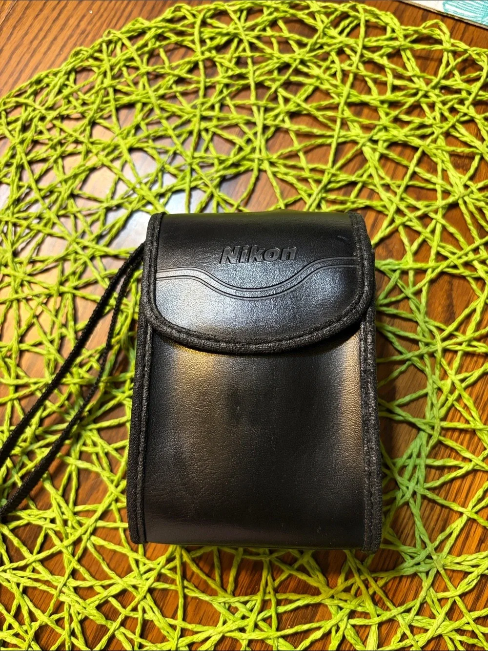Nikon Black Leather-Style Compact Camera Pouch with Strap